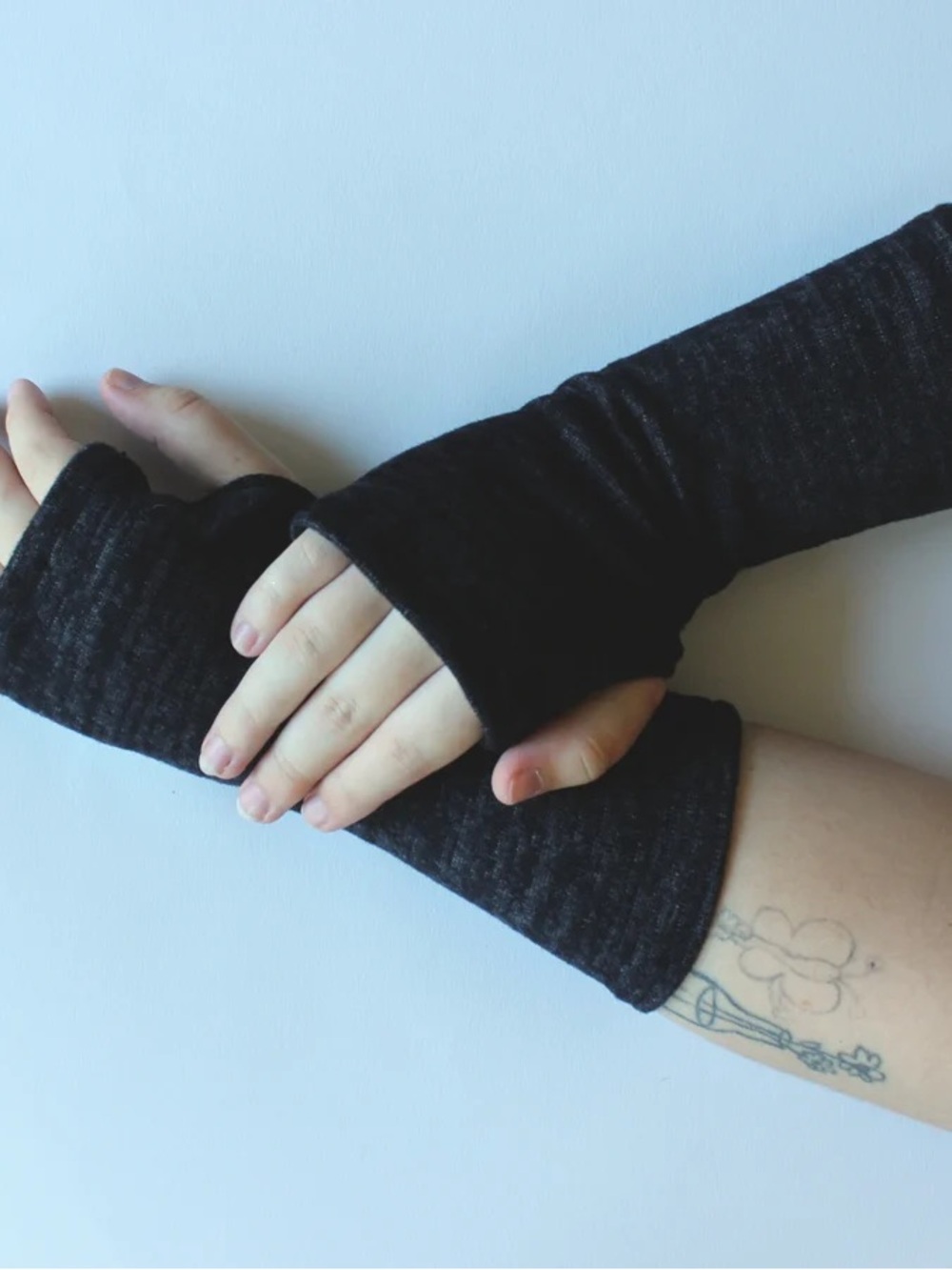 Heather jersey Black Fingerless gloves